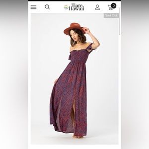 Tiare Hawaii Hollie Maxi Dress in Wild Navy Rust one size fits most NWT red blue
